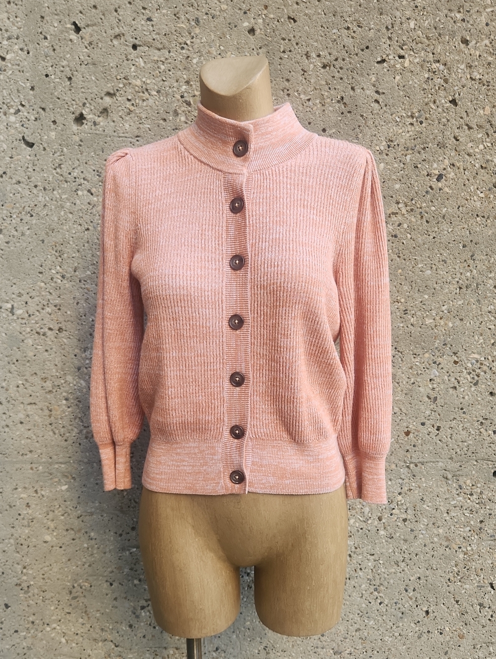 Repeat Pink Button-Up Ribbed Sweater Cardigan